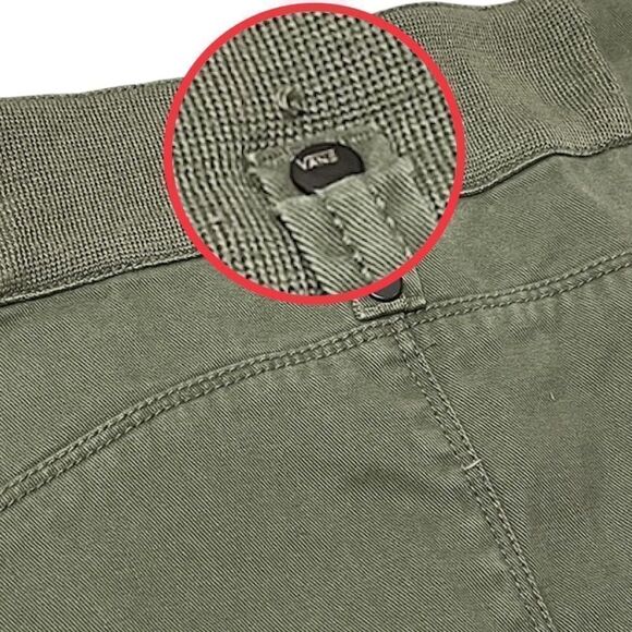 VANS Army Green Drawstring Cinch Embroidered Skull Motif Straight Short Skirt - Picture 16 of 16